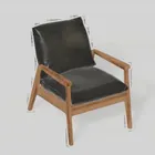 Wood and leather armchair